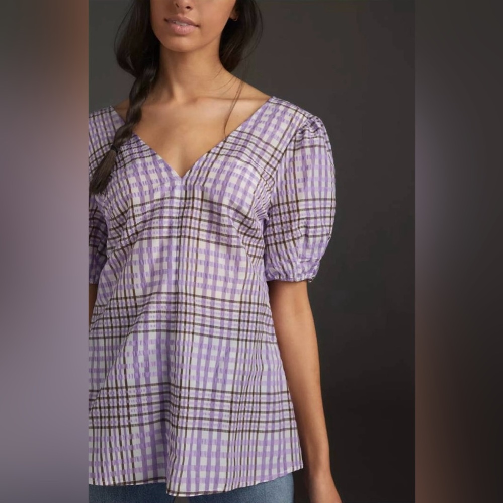 NWT Anthropologie MARE MARE Marsha Plaid Tunic Blouse $128 M